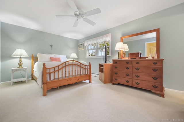 33 Raven Rd, Trumbull, CT 06611 - carpeted bedroom with a baseboard radiator, baseboards, and a ceiling fan