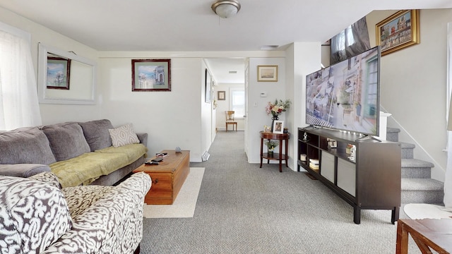 32 Lawrence Ave, Milford, CT 06460 - carpeted living area with stairs
