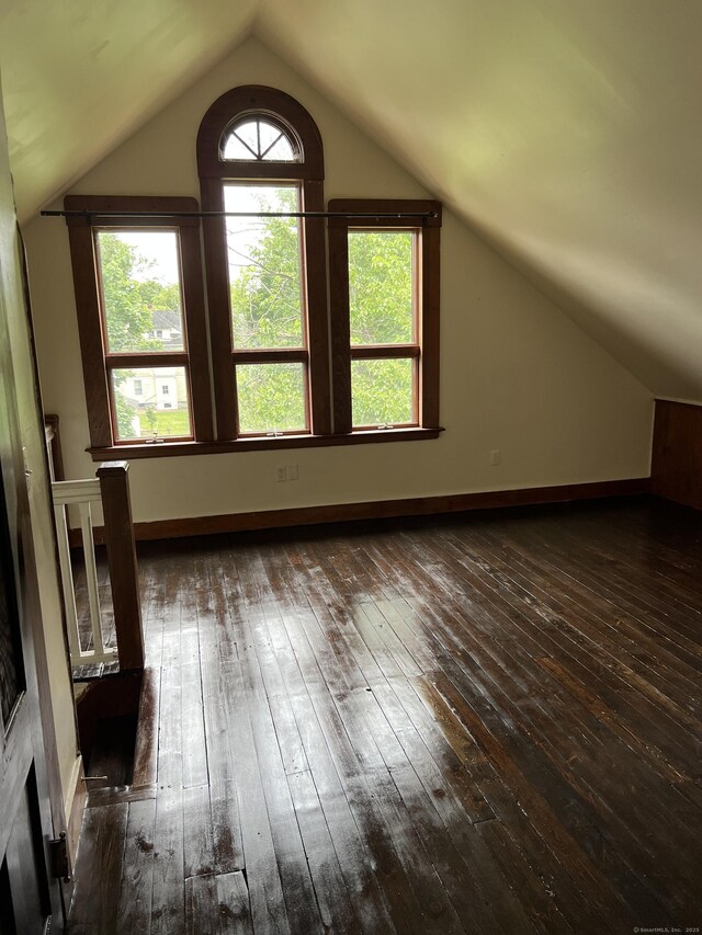 868 Elm St, New Haven, CT 06511 - additional living space featuring dark wood-style floors and vaulted ceiling