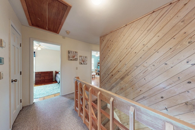 54 Flax Hill Rd, Brookfield, CT 06804 - corridor featuring attic access, light carpet, and baseboards