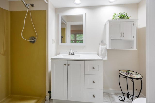 50 Stonehedge Ln S, Guilford, CT 06437 - full bath with a shower, vanity, baseboards, toilet, and tile patterned floors