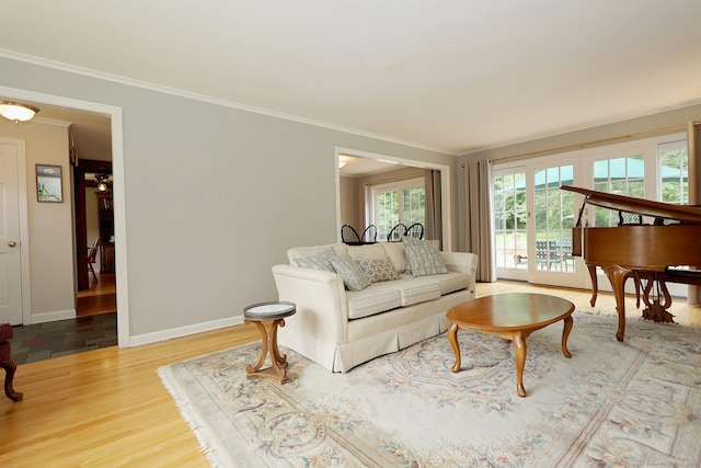 33 Preston Rd, Trumbull, CT 06611 - living area with light wood-type flooring, ornamental molding, and baseboards