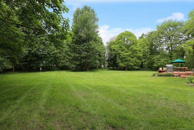 33 Preston Rd, Trumbull, CT 06611 - view of green lawn featuring a deck and view of scattered trees