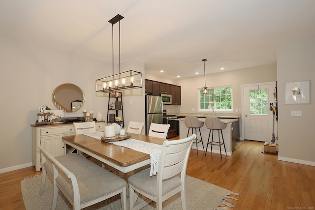 23 Riverview Ct Unit 23, Brookfield, CT 06804 - dining area with light wood-type flooring, baseboards, recessed lighting, and a chandelier