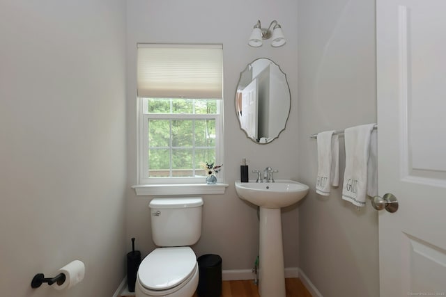 23 Riverview Ct Unit 23, Brookfield, CT 06804 - bathroom featuring toilet, a sink, baseboards, and wood finished floors