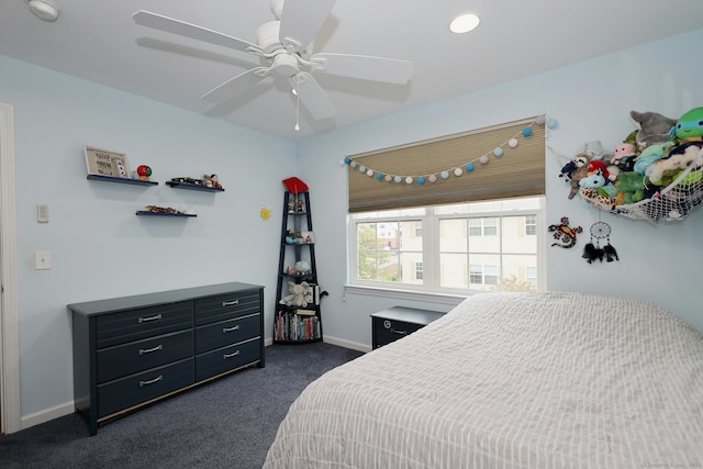 23 Riverview Ct Unit 23, Brookfield, CT 06804 - bedroom with dark carpet, baseboards, and ceiling fan