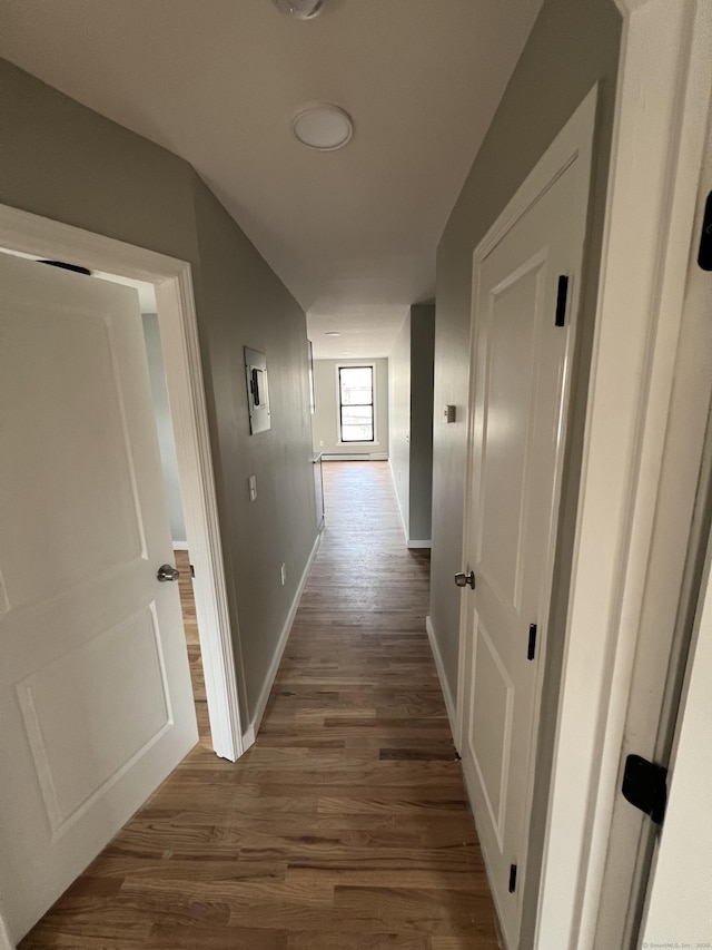 49 Hill St, Waterbury, CT 06704 - corridor featuring dark wood finished floors and baseboards