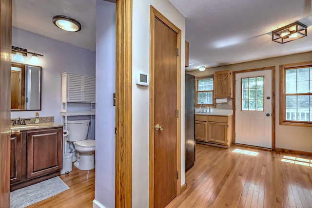 37 White Tail Ln Unit 37, Wallingford, CT 06492 - full bath featuring hardwood / wood-style floors, vanity, healthy amount of natural light, toilet, and a textured ceiling