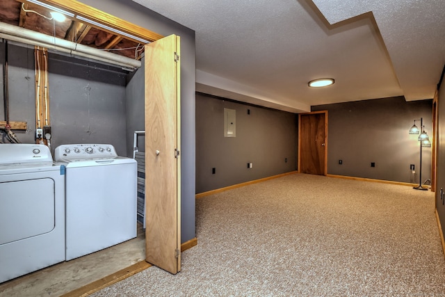 37 White Tail Ln Unit 37, Wallingford, CT 06492 - finished basement featuring washer and clothes dryer, a textured ceiling, carpet, and baseboards