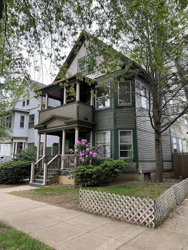 865 Elm St, New Haven, CT 06511 - view of front of house with a balcony and covered porch