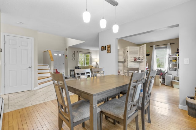 167 Santa Maria Dr, Torrington, CT 06790 - dining area featuring stairs and light wood-style flooring