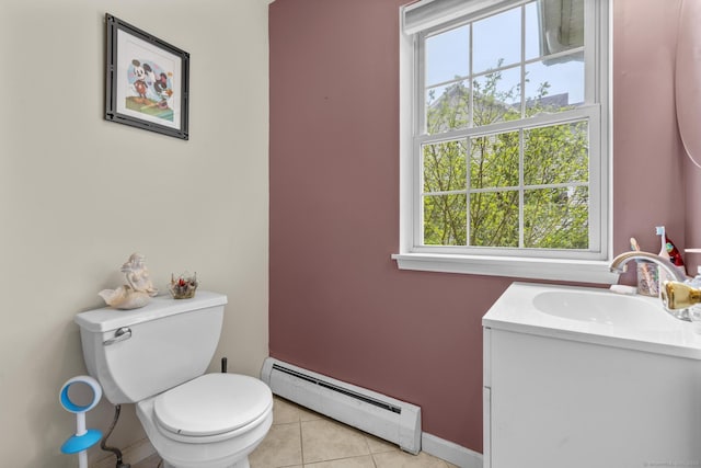 167 Santa Maria Dr, Torrington, CT 06790 - bathroom with baseboard heating, toilet, vanity, and healthy amount of natural light