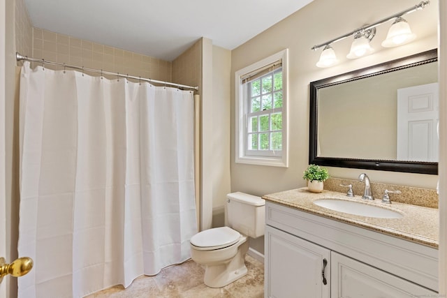 27 Chiltern St, Farmington, CT 06032 - full bathroom featuring toilet, vanity, a shower with shower curtain, tile patterned floors, and baseboards