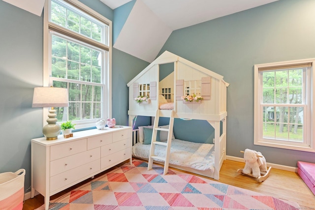 27 Chiltern St, Farmington, CT 06032 - bedroom with wood finished floors, lofted ceiling, and baseboards
