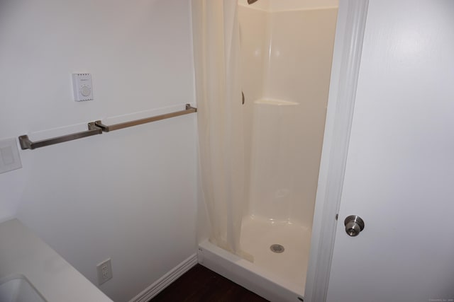 5 Chappell St, Chaplin, CT 06235 - bathroom with a shower stall and wood finished floors