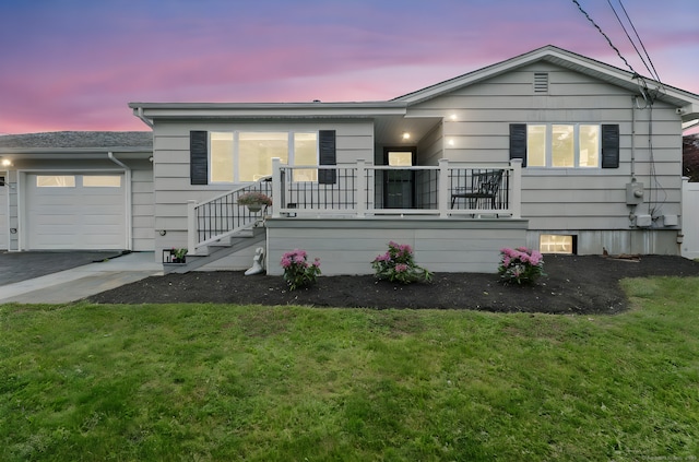 6 Meadow Dr, Waterford, CT 06385 - ranch-style house featuring a garage, a front lawn, asphalt driveway, and stairway