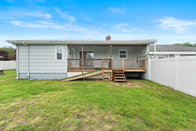 6 Meadow Dr, Waterford, CT 06385 - back of house featuring a chimney and a deck