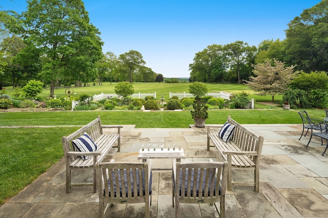145 Seir Hill Rd, Wilton, CT 06897 - view of patio / terrace with golf course view and view of scattered trees