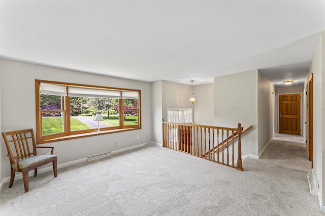 5 Settlers Ln, Newtown, CT 06482 - unfurnished room featuring an upstairs landing, carpet flooring, baseboards, and a baseboard radiator