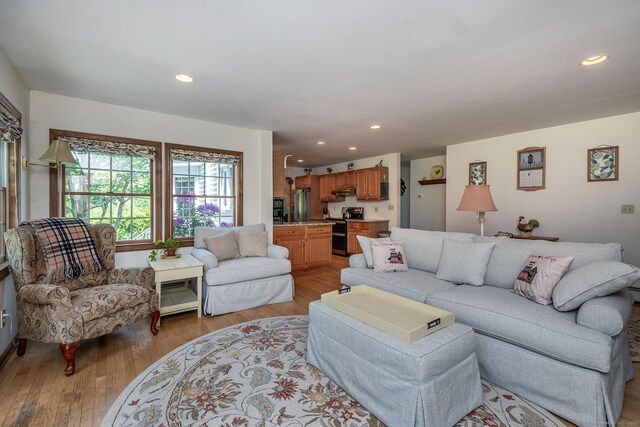 16 Botsford Rd, Kent, CT 06757 - living area featuring light wood-style floors and recessed lighting