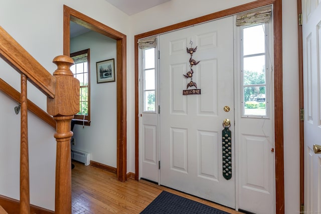 16 Botsford Rd, Kent, CT 06757 - foyer entrance featuring a baseboard heating unit, light wood-type flooring, and baseboards