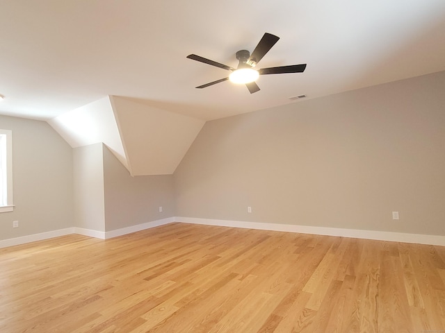 82 Ladd Rd, Tolland, CT 06084 - additional living space featuring a ceiling fan, light wood-type flooring, and vaulted ceiling