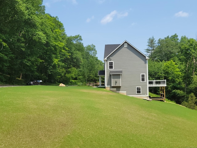 82 Ladd Rd, Tolland, CT 06084 - back of house with a lawn and a wooden deck