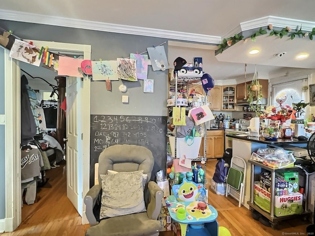 1 N Taylor Ave, Norwalk, CT 06854 - recreation room with crown molding and light wood finished floors