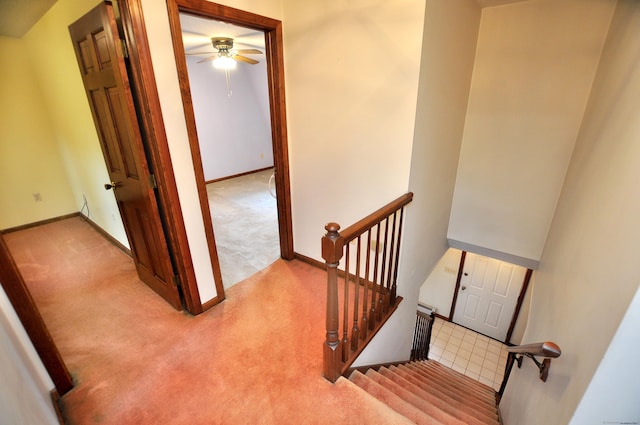 24 Jennifer Rd, Bristol, CT 06010 - stairs featuring carpet, a ceiling fan, and baseboards