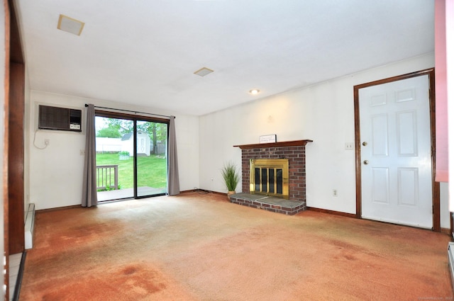 24 Jennifer Rd, Bristol, CT 06010 - unfurnished living room featuring light colored carpet, a fireplace, and baseboards