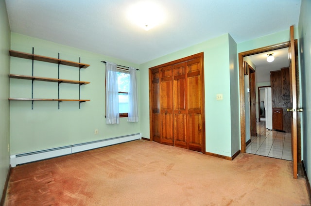 24 Jennifer Rd, Bristol, CT 06010 - unfurnished bedroom featuring a baseboard heating unit, light carpet, a closet, and baseboards