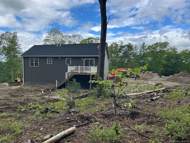 45 Logans Ln, Thompson, CT 06277 - back of house with a wooden deck and stairway