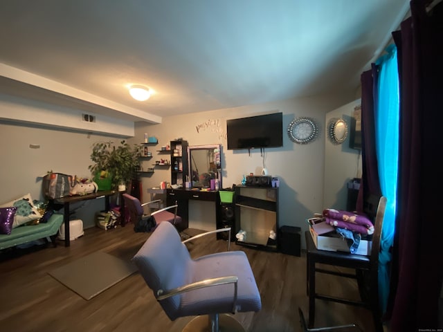 33 Oak St, Derby, CT 06418 - home office featuring wood finished floors and beamed ceiling