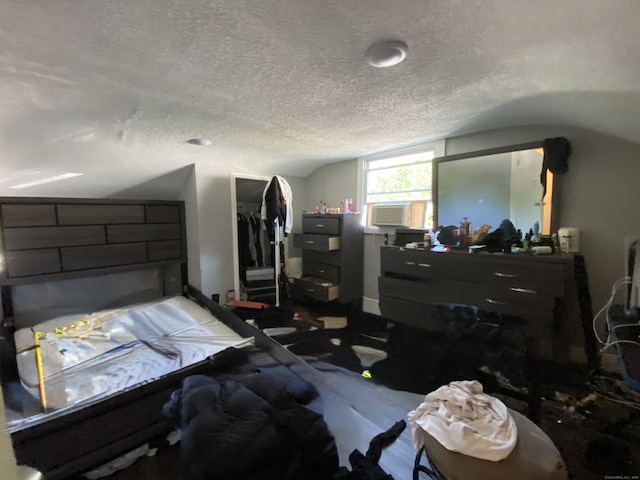 33 Oak St, Derby, CT 06418 - bedroom featuring lofted ceiling, a closet, a textured ceiling, and cooling unit