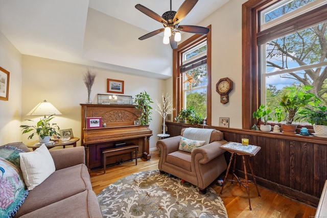 58 Woodley Ct Unit 14, Meriden, CT 06450 - sitting room with ceiling fan and wood finished floors