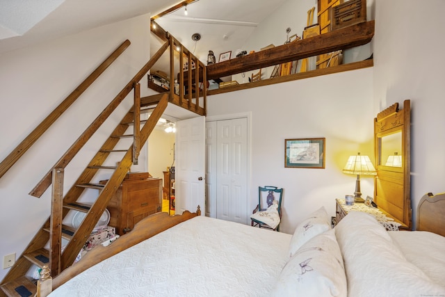 58 Woodley Ct Unit 14, Meriden, CT 06450 - bedroom with high vaulted ceiling and a closet
