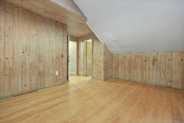 16 Katydid Ln, Weston, CT 06883 - bonus room with wood finished floors, wood walls, and vaulted ceiling