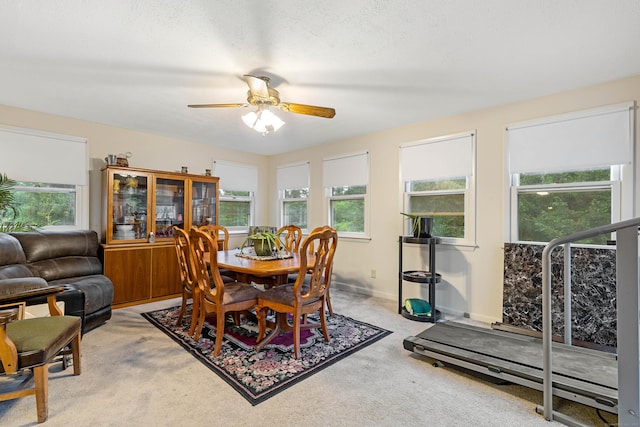 332 Shewville Rd, Ledyard, CT 06339 - dining room with a ceiling fan and light carpet
