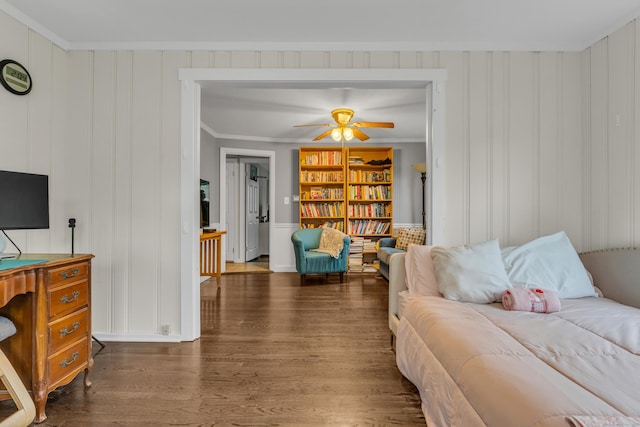 21 Pond Rd, Hamden, CT 06514 - bedroom with ornamental molding, dark wood-style floors, and a decorative wall