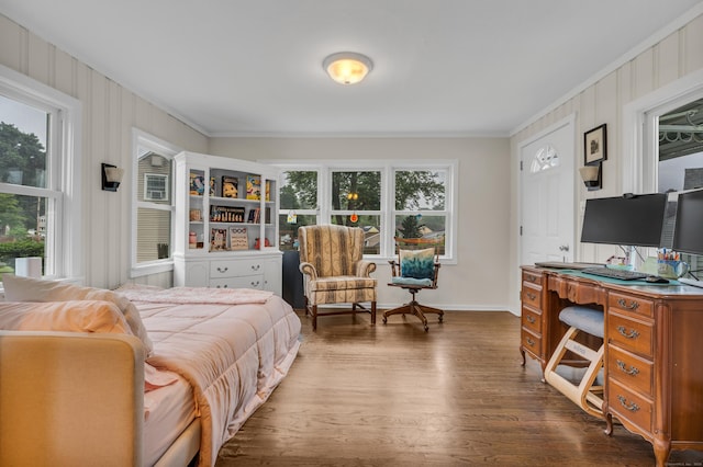21 Pond Rd, Hamden, CT 06514 - bedroom with crown molding, multiple windows, wood finished floors, and a desk