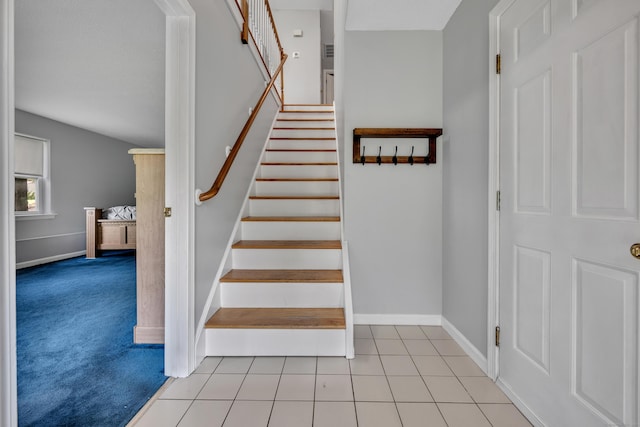 122 Carr Ave, Newington, CT 06111 - staircase with baseboards and tile patterned flooring