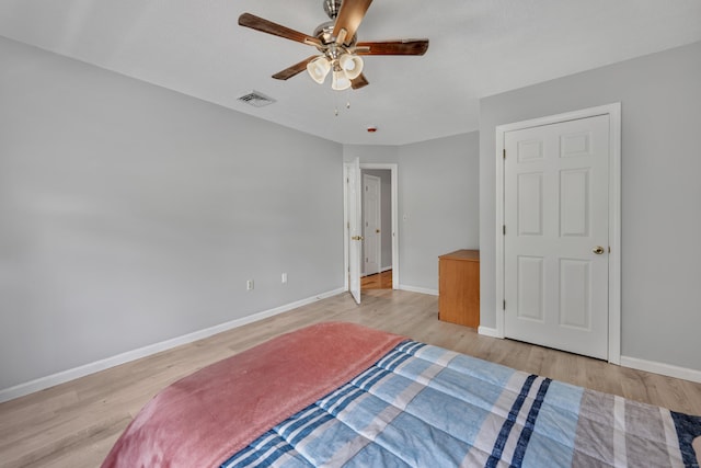 122 Carr Ave, Newington, CT 06111 - bedroom with baseboards, light wood-style floors, and a ceiling fan