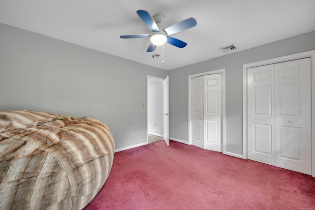 122 Carr Ave, Newington, CT 06111 - bedroom with multiple closets, carpet, baseboards, and ceiling fan