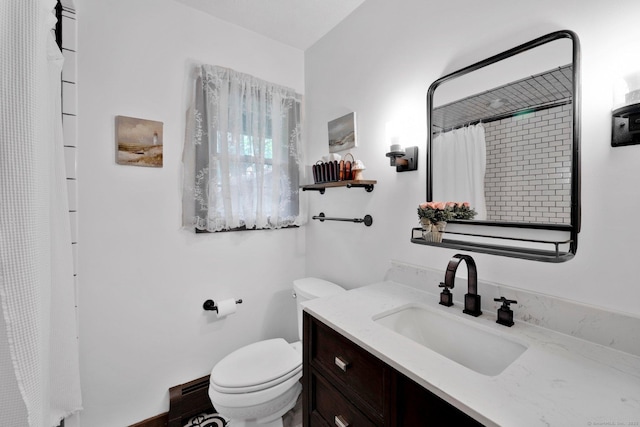 55 Indian Spring Rd, Woodstock, CT 06281 - bathroom featuring toilet, vanity, and a shower with curtain