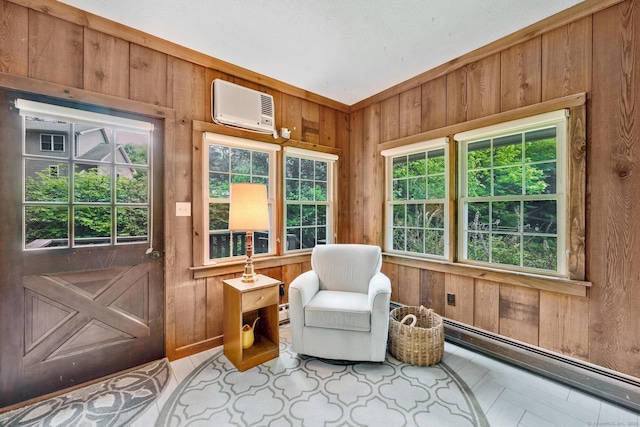 55 Indian Spring Rd, Woodstock, CT 06281 - sunroom / solarium featuring a baseboard radiator and an AC wall unit