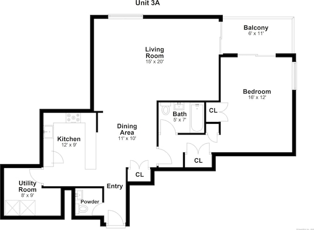 1633 Washington Blvd Unit 3A, Stamford, CT 06902 - floor plan / room layout