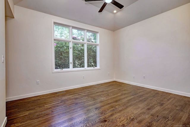 66 Penny Ln, Woodbridge, CT 06525 - empty room with dark wood finished floors, ceiling fan, and baseboards