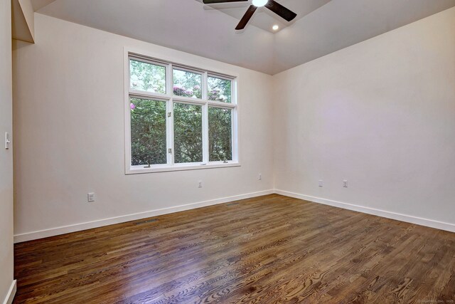 66 Penny Ln, Woodbridge, CT 06525 - empty room featuring dark wood-style floors, ceiling fan, and baseboards