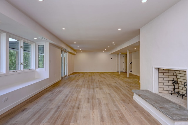 66 Penny Ln, Woodbridge, CT 06525 - unfurnished living room featuring recessed lighting, light wood finished floors, and baseboards
