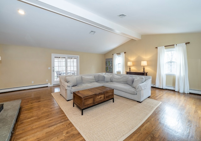 498 Nod Hill Rd, Wilton, CT 06897 - living area featuring wood finished floors, healthy amount of natural light, and baseboard heating